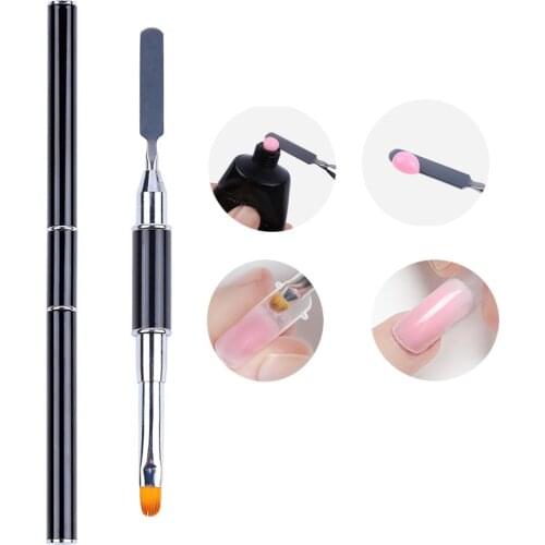 1pcs Double head Nail Art Brush black Penholder Drawing Brushing Nail Tip Extension Builder Accessory For Poly Nail Gel Use 2021