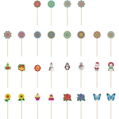 2pcs Plant Decoration Stick 3D DIY Diamond Painting Garden Plants Decorative Stake Rhinestone Craft Christmas Decoration Gifts