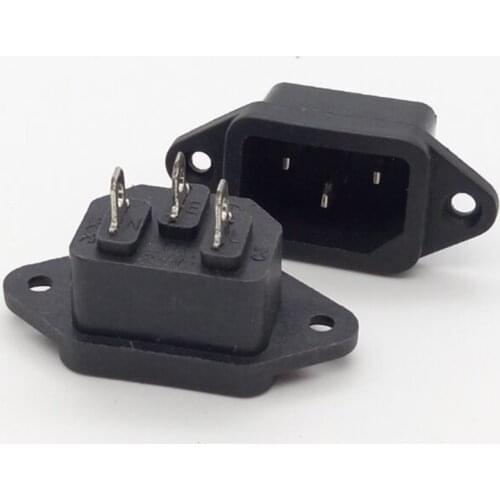 2 Pcs/lot IEC 320 C14 3Pins Male Plug Panel Power Inlet Sockets Connectors AC 250V 10A