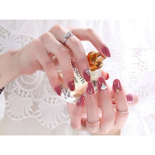 Hot 24pcs False Nail Patch Multiple Colors Glue Type Removable Mid Length Paragraph Fashion Manicure Fake Nail Patch