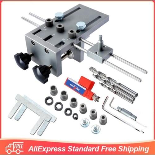 3 In 1 Dowelling Jig 6/8/10mm Professional Wood Drilling Guide Puncher Locator Adjustable Dowel Jig Kit For DIY Woodworking Tool