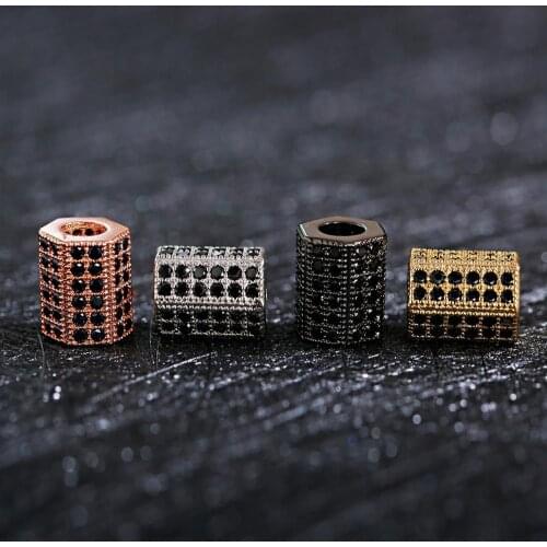4 Pieces/Lot Rose Golden Color 6-Sided Cylindrical Spacer Beads For DIY Handmade Beaded Bracelet Parts Accessories 2020 Gifts
