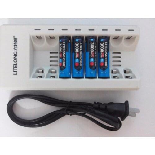 4PCS 3000mah AA batteries NiMH rechargeable battery + 1PCS8 slot AA / AAA battery charger