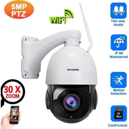 5MP 30X Optical Zoom Wifi PTZ IP Dome Camera Outdoor Two Way Audio PTZ Security Surveillance Camera Wireless 1080P IP Cam H.265