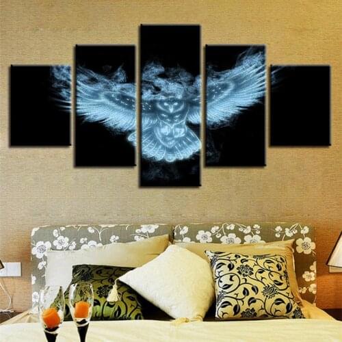 5 Pieces White Blue Owl Poster Decoration Home Living Room Wall Art Modern Modular Painting on Canvas HD Prints Animal Unframed