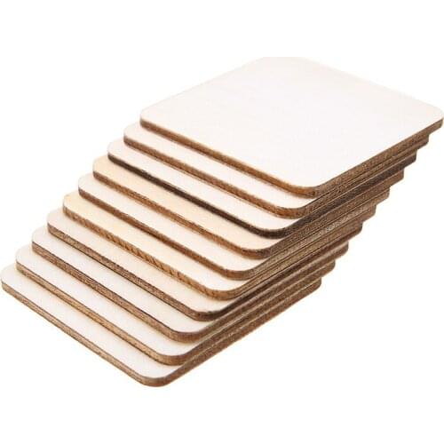 50pcs 50mm Blank Plaque Square Wooden DIY Craft Decoration Pyrography Projects Handmade Scrapbooking Unfinished Wood Slices