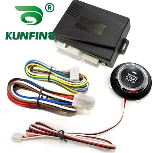 KUNFINE Car Alarm One Button Start Stop Engine System Push Button Lock Ignition Switch Keyless Entry Starter Antitheft System En