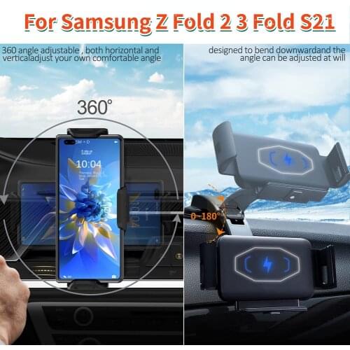 Wireless Car Charger Mount 15W Fast Charging Car Phone Holder for Samsung Galaxy Z Fold/Z Fold 2/Galaxy Z Fold3/ Z Flip/Z Flip 3
