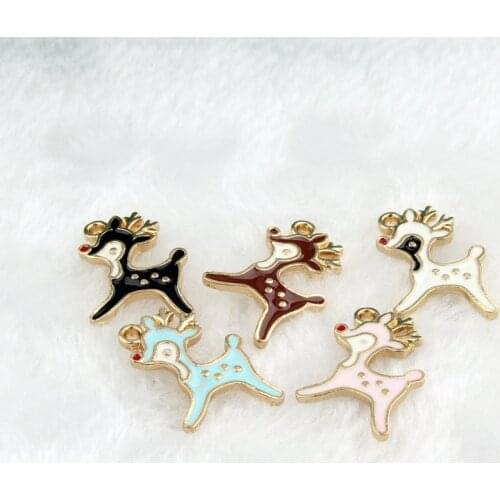 Glitter Enamel Alloy Deer Jewelry Charms Gold Tone Alloy DIY Ornament Accessories Women Handbag Bags Charm Pendants