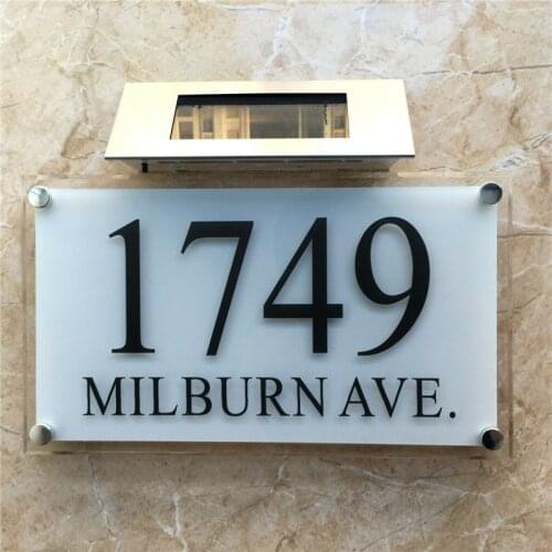 Large solar light crystal effect house number garden sign apartment number house number sign plaque door number nameplate LED