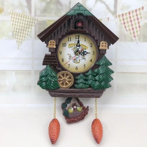 European Style Cuckoo Clock with Mute Movement, Alarm Wall Clock for Childrens Room Decoration