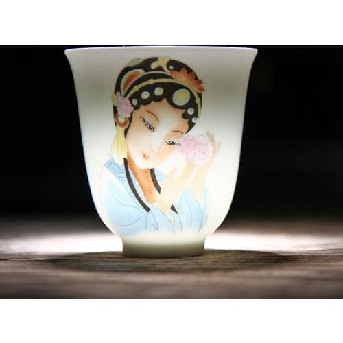 Tea Cup Kung Fu Single Teacup Ceramic Teaset Four Beauties Tea Bowl Chinese Exquisite Blue And White Master Cups Teaware Gife