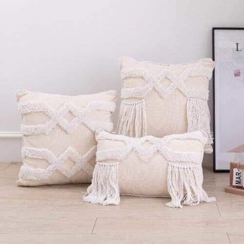 Bohemian Style Tassel Cushion Cover 45X45cm/30X50cm Bedroom Living Room Pillow Case Natural Pillow Cover Boho Decor