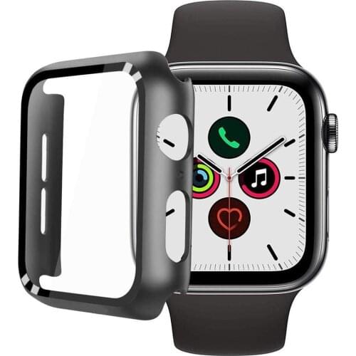 Case + Glass for Apple Watch Screen protector 3D 9H Thin Bumper Full Coverage case for iwatch Series 5 4 40mm 44mm protective