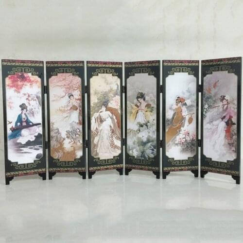 Four Great Beauties Oriental Chinese Golden Lacquer Folding Room Screen
