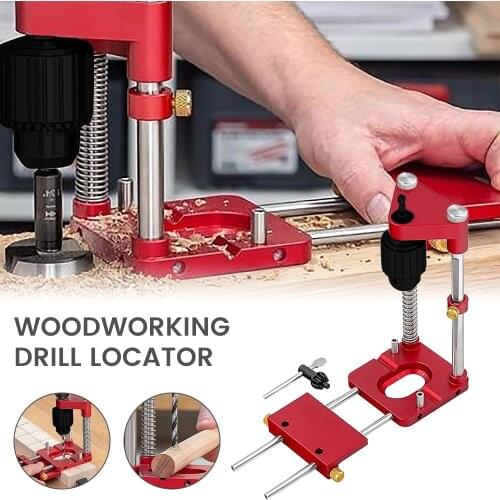 Woodworking Drill Locator Alloy Steel Mini Bench Drill Press Template Guid Locator Guide Tool For Home Machine Woodworking Tool