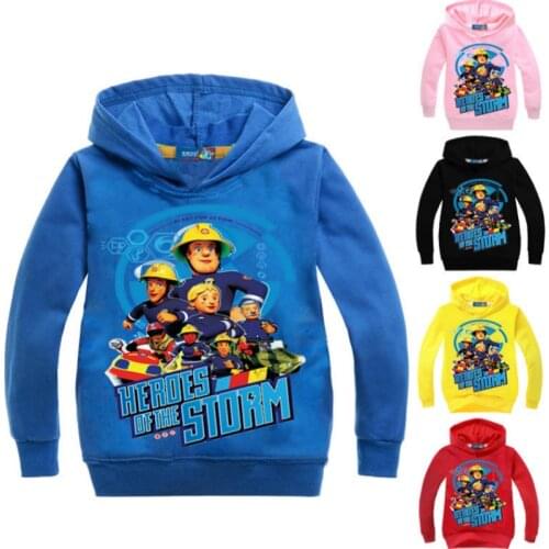 Cartoon Fireman Sam Print Hoodeies Children Sweatshirt Baby Boys Clothes Fashion T Shirt Pullover Girls Cotton Coat Tracksuits