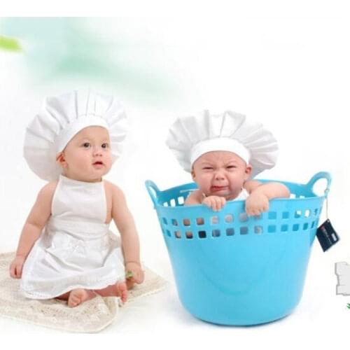 2 Pcs/Set Baby Chef Hat Set Photographic Junior Apron Children Cooking Tools Girls Boys Kitchen Accessories