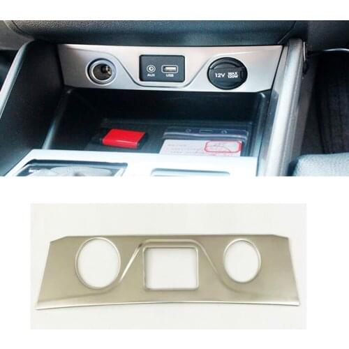 For Hyundai Tucson 2015 2016 2017 2018 Stainless Steel Cigarette Lighter Cover Trim USB Decorative Stickers Interior Accessories