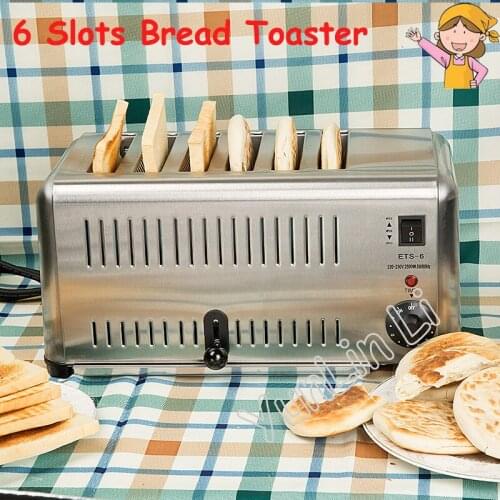 6 Slots Household Breakfast Toaster Commercial Toaster Breakfast Assistant Toaster Full Stainlles Steel Toast Oven