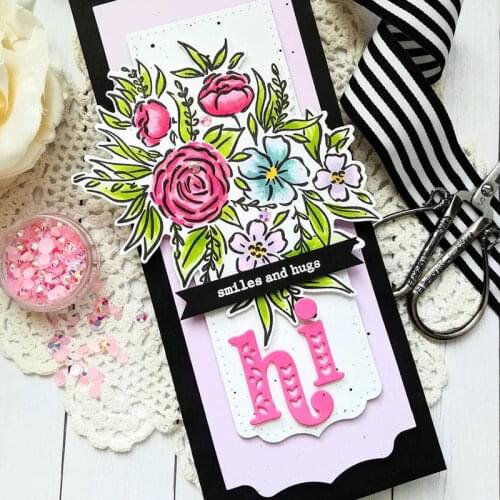 "Smile and Hugs" Words Rectangle Frame Metal Cutting Dies For Scrapbooking Craft Die Cut Card Making Embossing Stencil Photo