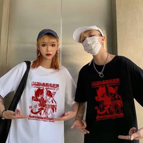 Japan Anime Cool KILL la KILL Manga Print Cartoon Live from Honnouji Hip hop Tee Tops Male Vintage Gothic Mens T Shirt T-shirts