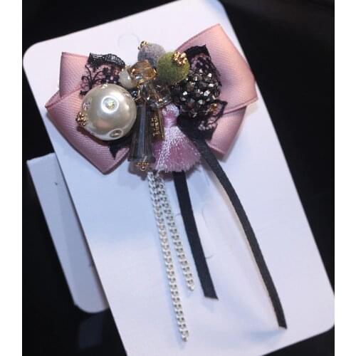 I-Remiel Bow Tie Cloth Art Pins And Long-Flowing Brooches Business Butterfly Shirt Collar Accessories Lapel Pin Broches Women
