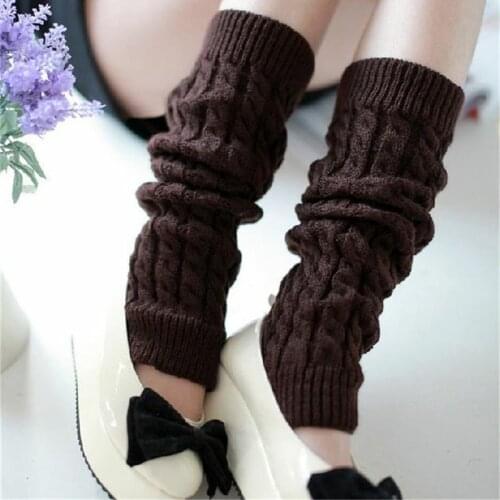 Japanese Style Lolita Leg Warmer Women Warm Knee High Winter Knit Foot Cover Crochet Socks Warm Boot Cuffs Long Sock Beenwarmers