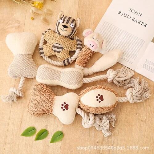 Pet Cotton Rope Toy Teeth Cleaning Chewing Rubber Toy Ball Large Dog Tennis Dumbbell Interactive Training Toy For Medium Big Dog