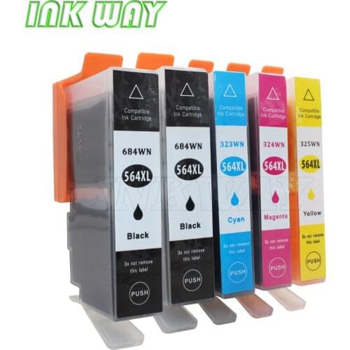 INK WAY Compatible Ink Cartridge Replacement for HP 564XL 1set+1BK for HP Photosmart 7510 7525 B8550 C6380 D7560 C309A C410