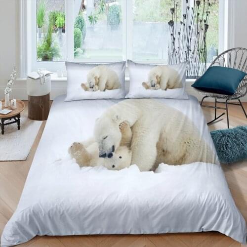 3D Animal Bedding Set Polar Bear Printed Queen Quilt Cover Fashion Duvet Cover Pillowcase Home Textile King Size Comforter Cover