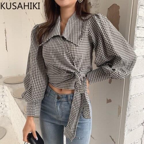 KUSAHIKI Women's Plaid Shirts