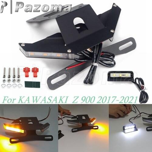 Motorbike Rear License Plate Holder Mount Bracket W/ LED Turn Signal Light for KAWASAKI Z 900 Motorcycle Tail Light 2017-2021