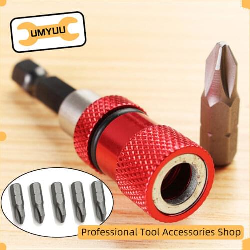 UMYUU Screwdriver Bit Adjustable Screw Depth Magnetic Screw Driver Bit Holder 1/4 Inch Hex Driver with 5pcs PH2 Scewdriver Bits