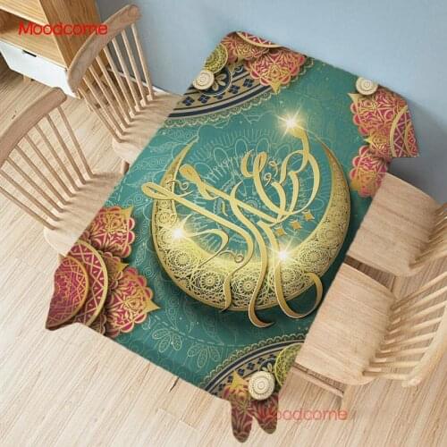 Large Size Wall Art Eid Mubarak Ramadan Islam Muslim Home Decoration Table Cloth Cotton Linen Waterproof Moslem Art Tablecloth