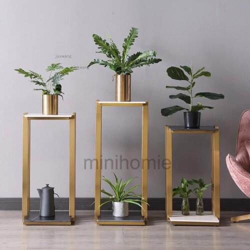 Stainless Steel Bedroom Multi-layer Flower Stand Hotel Coffee Table Living Room Flower Pot Shelf Balcony Floor Plant Rack mc