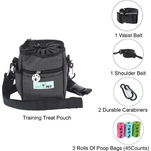 Treat Training Pouch-3 Ways To Ware Dog Treat Pouch With Built-In Poop Bag Dispenser Easy Carry for Dogs Training
