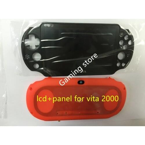 Original new for ps vita for psvita psv 2000 lcd display screen assembled black + back panel cover red + screen protector