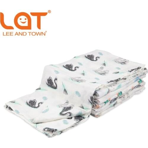 Swan Printed newborn Muslin swaddle wrap 100% Cotton Cloth diaper Baby Receiving Blankets Kids Bath Towel Feeding Burp Cloth