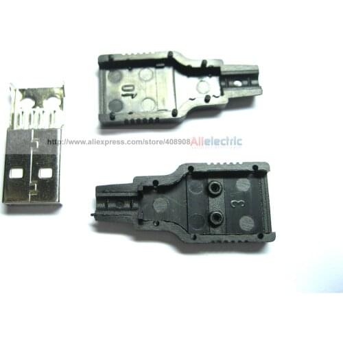 200 Pcs 4 Pin USB Plug Male Socket Connector Plastic