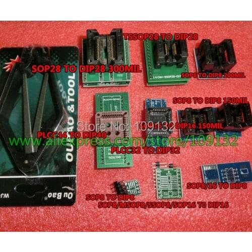 Full set 10 adapters for tl866 programmer, tl866cs / tl866A. + PLCC IC extractor, higher quality