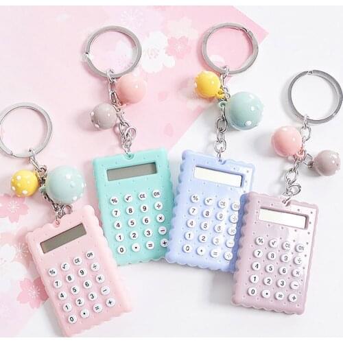 Portable Digit Calculator Biscuit Shape Mini Keychain Pocket Display Cartoon Cute Creative Calculators Office Supplies