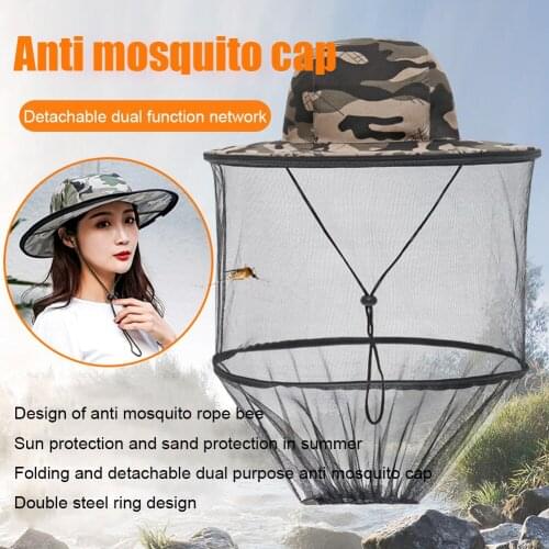 Outdoor Camping Anti Mosquito Bee Insect Mesh Hat Head Face Protector Net Cover Insect Hat Fishing Hat Bug Mesh Proof Cap