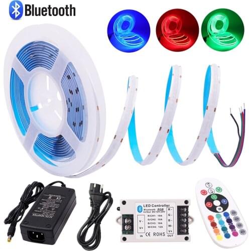 12V 24V COB LED Strip Bluetooth RGB FOB Flexible Ribbon Luces Led Tape Diode 756 768 LEDs High Density Led Light Bar with Remote