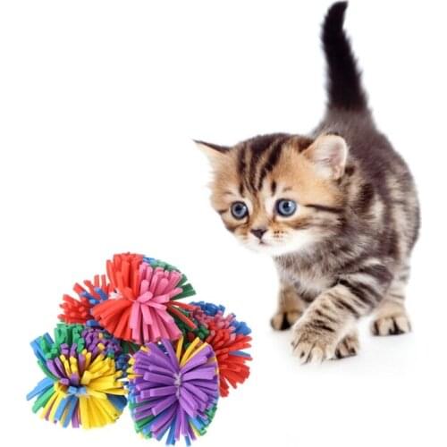 T84E 5pcs Cat Toys EVA Flower Ball Soft Dog Puppy Kitten Chew Bite Interactive Funny