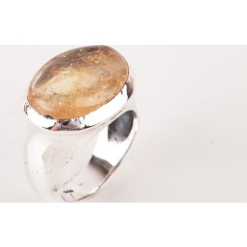 UM US JEWELRY Lemon Quartz Gemstone 925 Sterling Silver Men Ring