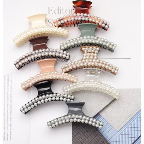 Retro Pearl Hairpin Female Headdress Hairpin Hair Accessories New Crab Clip Bathroom Clip Girl Fashion Hairpin Hair Accessories