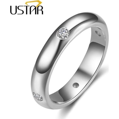 USTAR AAA Zircon Rings for women silver color Wedding rings female anel Austrian Crystals Jewelry top quality