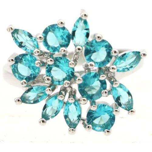 15x15mm SheCrown Dazzing Rich Blue Violet Tanzanite White CZ For Women Engagement Daily Wear 925 Sterling Silver Rings