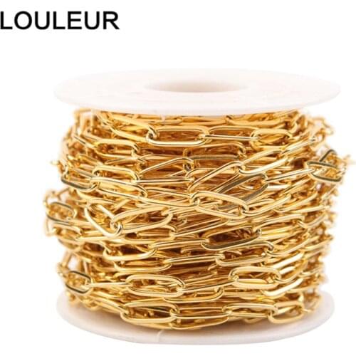 1 Meter Flattened ellipse 3.2mm width Stainless Steel Chains Tone Circle Rolo Link Chain for DIY Fashion Women Necklace Making
